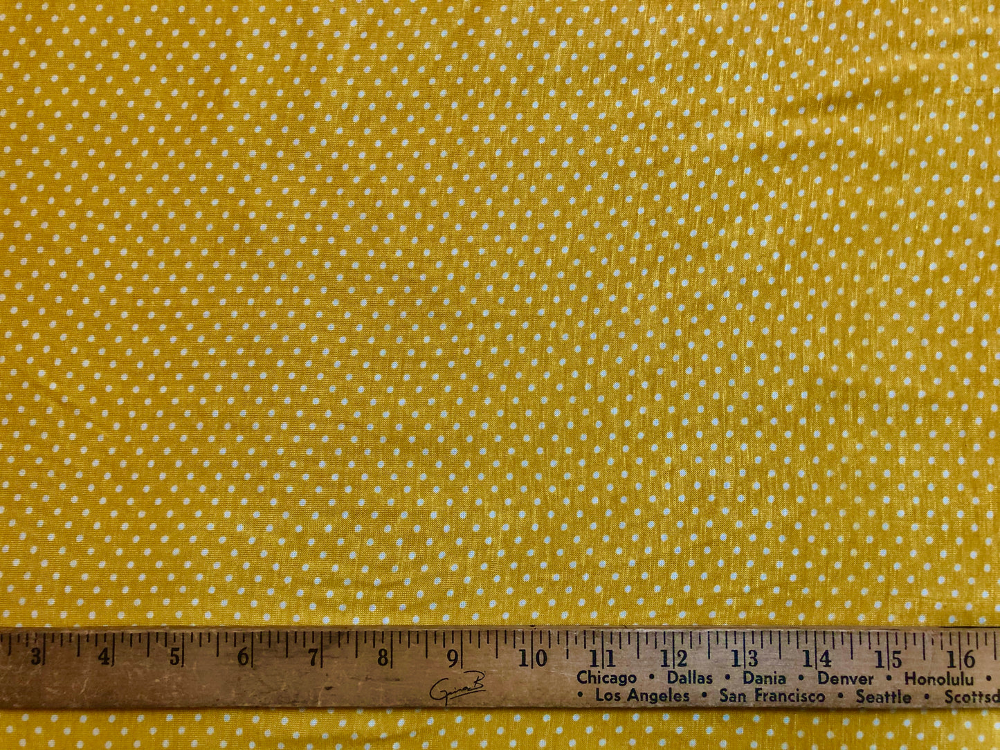 Mustard Small White Polka Dots Dty Non-Brushed Print Fabric