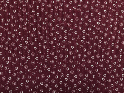 Burgundy White Clovers and Flowers Rayon Spandex Rib 2X2 Print Fabric