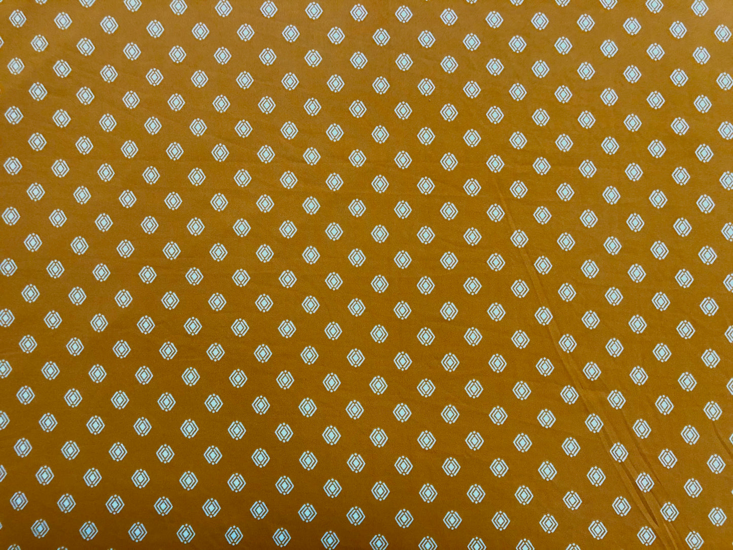 Mustard White Outline Diamonds DTY Double Brushed Jersey Print Fabric