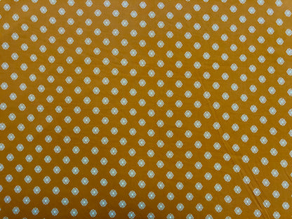 Mustard White Outline Diamonds DTY Double Brushed Jersey Print Fabric