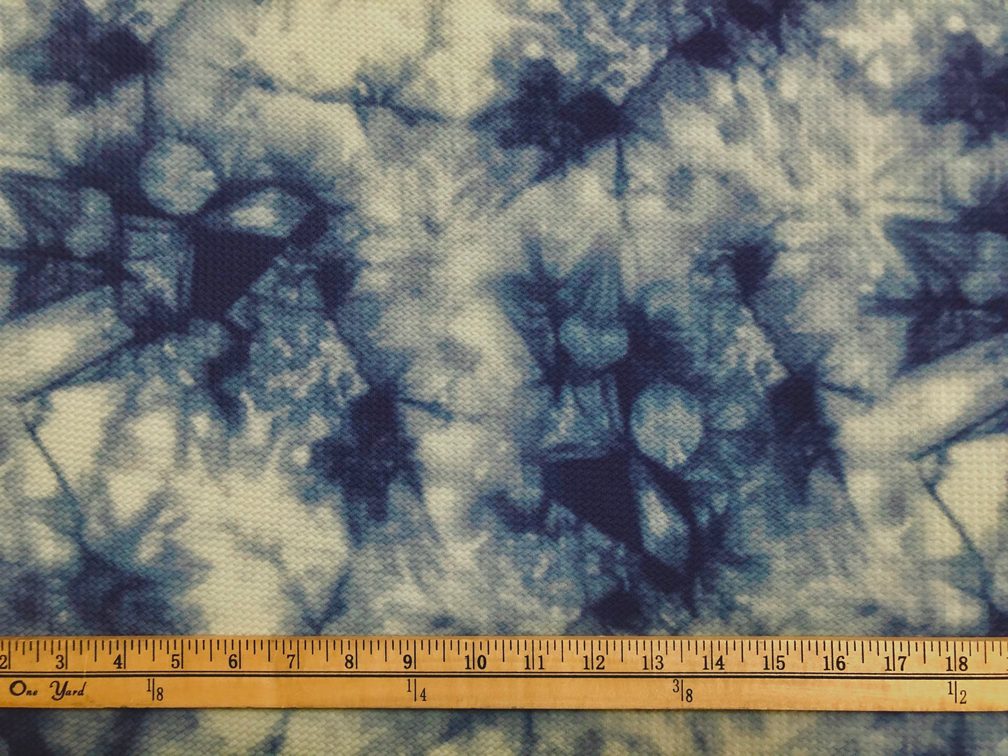 Bullet Knit Printed Fabric-Navy Blue Gray Splashed Tie Dye-BTDPR08-Sold by the Yard