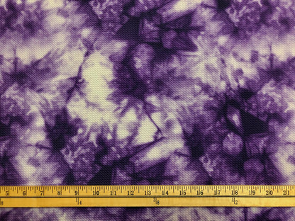 Bullet Knit Printed Fabric-Purple Ivory Splashed Tie Dye-BTDPR09-Sold by the Yard