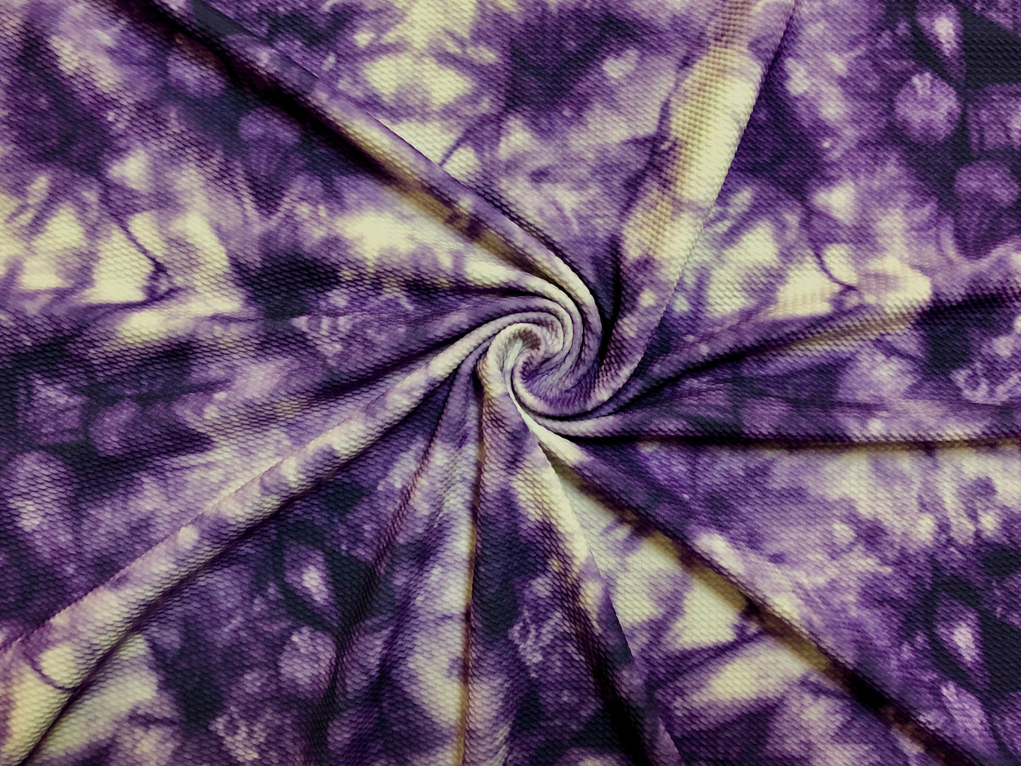 Bullet Knit Printed Fabric-Purple Ivory Splashed Tie Dye-BTDPR09-Sold by the Yard