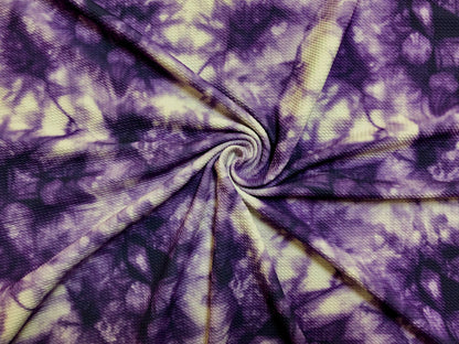 Bullet Knit Printed Fabric-Purple Ivory Splashed Tie Dye-BTDPR09-Sold by the Yard