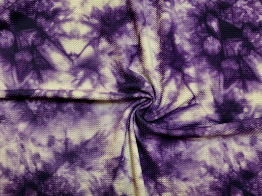 Bullet Knit Fabric - Purple Ivory Splashed Tie Dye Stretch Print,56″ Wide, Sold by the Yard (BTDPR09)