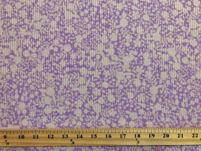 Lilac Lavender Cast Flowers Rayon Spandex Rib 2X2 Print Fabric