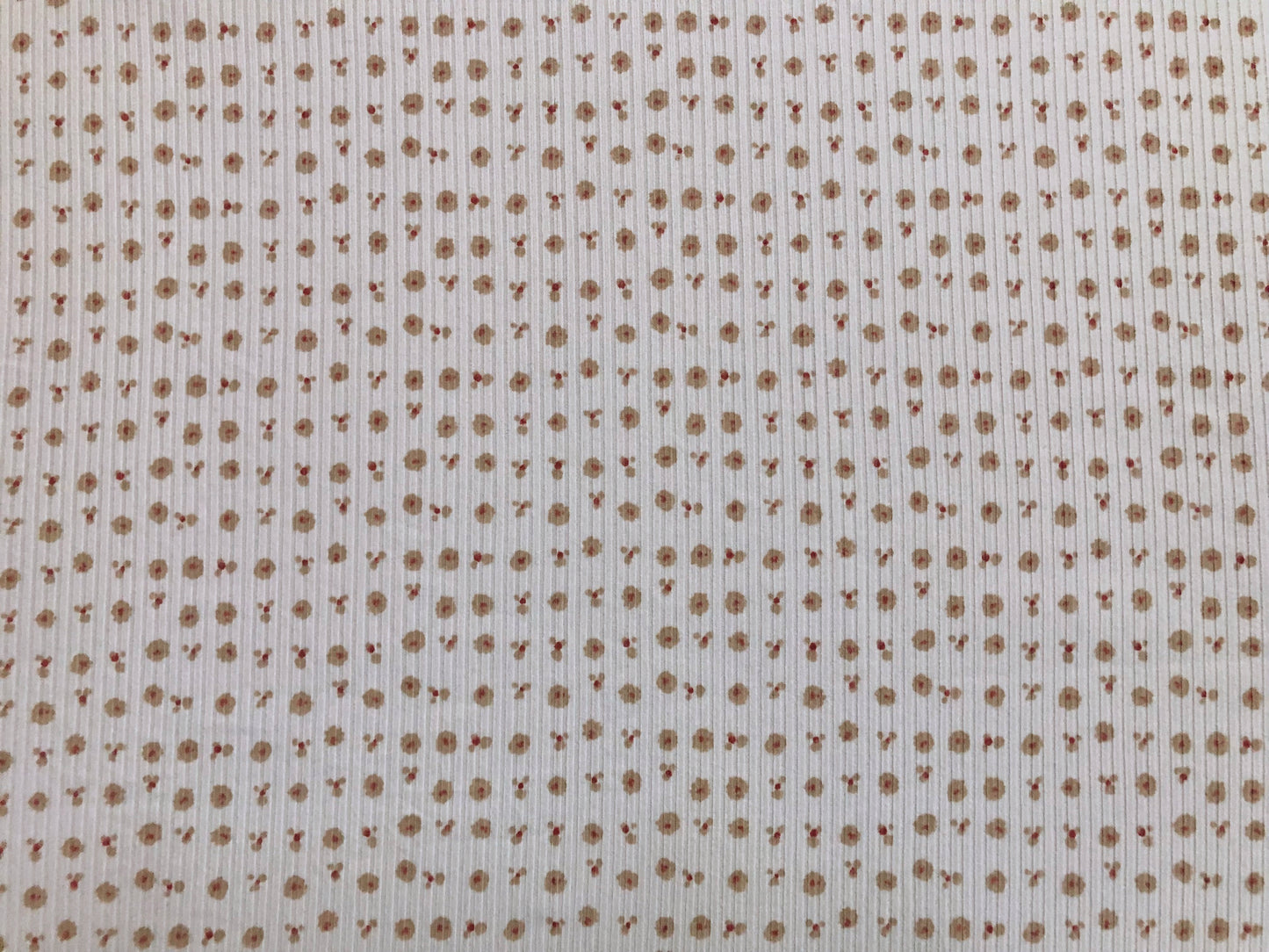 Ivory Taupe Mauve 1/8" Flowers Rayon Spandex Rib 2X2 Print Fabric