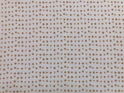 Ivory Taupe Mauve 1/8" Flowers Rayon Spandex Rib 2X2 Print Fabric