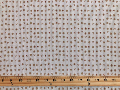 Ivory Taupe Mauve 1/8" Flowers Rayon Spandex Rib 2X2 Print Fabric