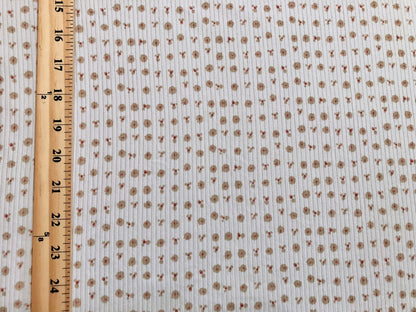 Ivory Taupe Mauve 1/8" Flowers Rayon Spandex Rib 2X2 Print Fabric