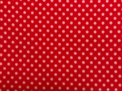 Red White Diamonds DTY Double Brushed Jersey Print Fabric