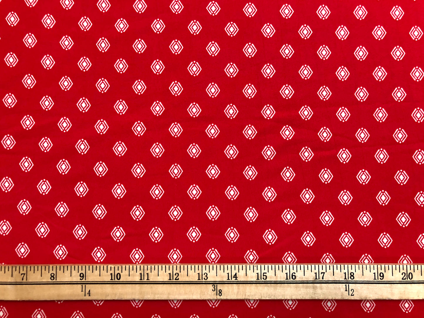 Red White Diamonds DTY Double Brushed Jersey Print Fabric