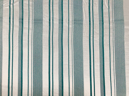 Ivory Hunter Green Stripes Poly Linen Fabric