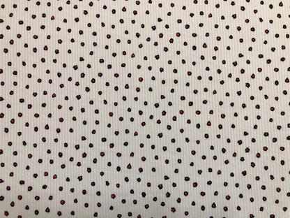 Ivory Black Red Eyeballs Rayon Spandex Rib 2X2 Print Fabric