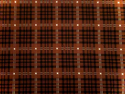 Rust Black Plaid Techno Crepe Print Fabric