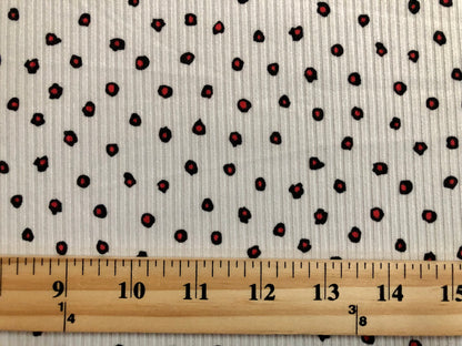 Ivory Black Red Eyeballs Rayon Spandex Rib 2X2 Print Fabric