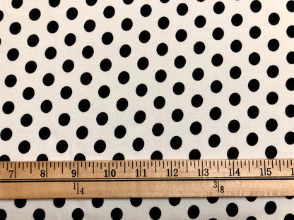 Ivory Black Polka Dots DTY Double Brushed Jersey Print Fabric