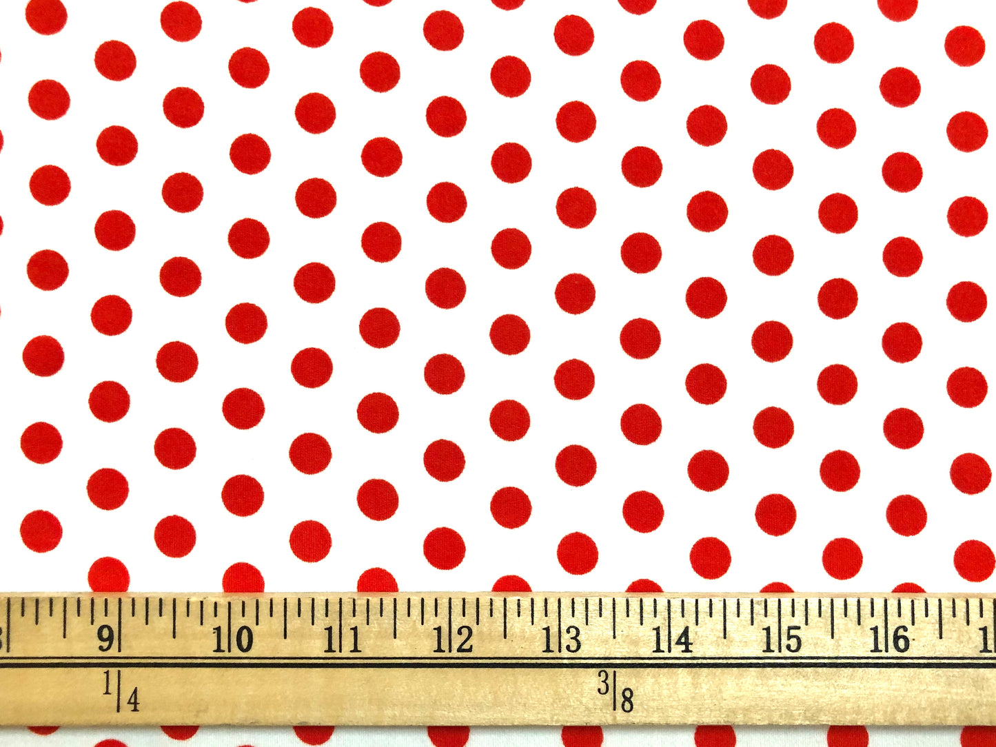 Ivory Red Polka Dots DTY Double Brushed Jersey Print Fabric