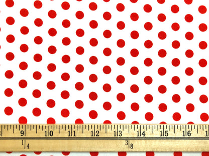 Ivory Red Polka Dots DTY Double Brushed Jersey Print Fabric