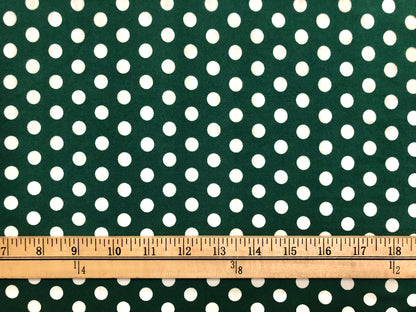 Hunter Green White Polka Dots DTY Double Brushed Jersey Print Fabric