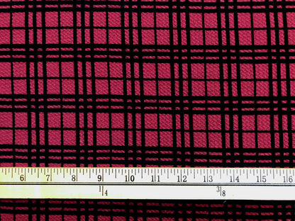 Bullet Knit Fabric-Burgundy Black Velvet Plaid-BPR179-Sold by the Yard
