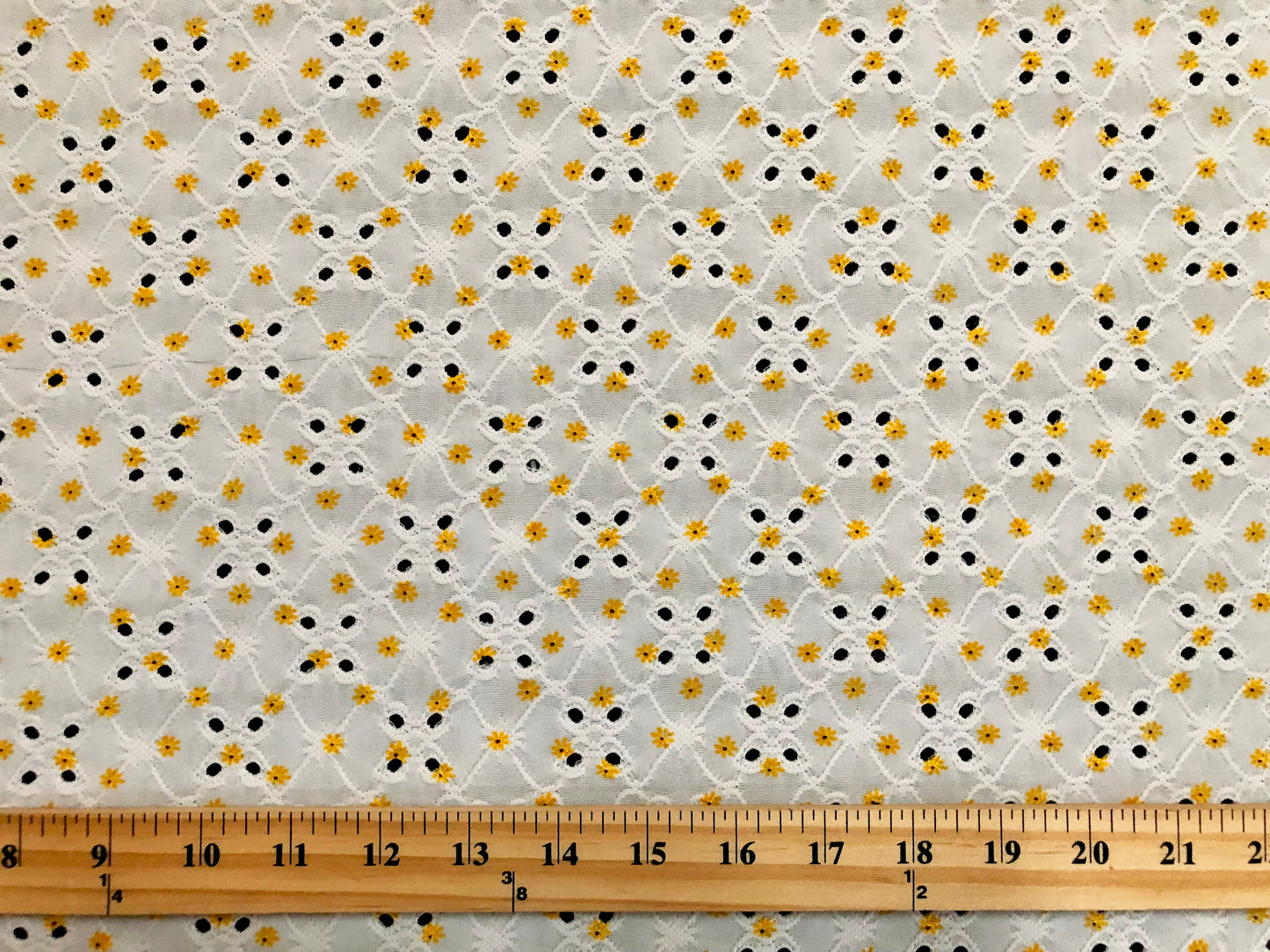 Ivory Yellow 1/4" Sunflowers DTY Double Brushed Eyelet Print Fabric