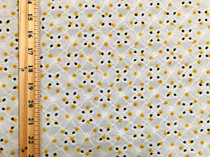 Ivory Yellow 1/4" Sunflowers DTY Double Brushed Eyelet Print Fabric