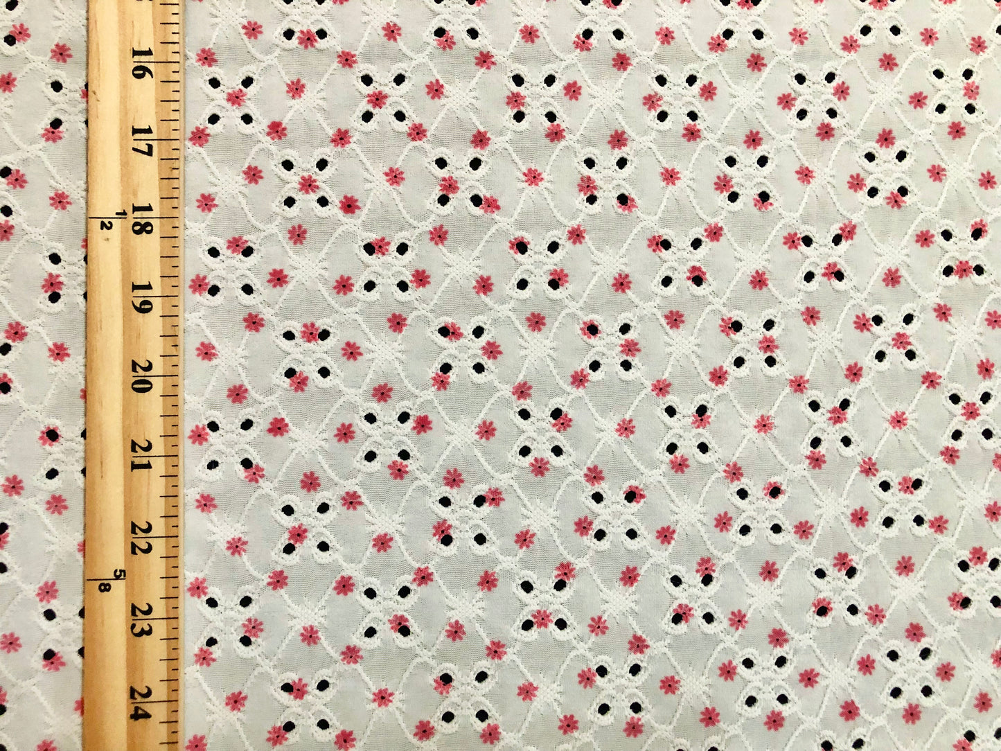 DTY Eyelet Fabric-Ivory Pink 1/4" Sunflowers-DTYBPR527-Sold by the Yard-Apparel Fabric