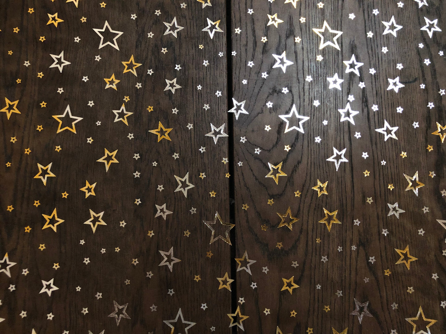 Gold Silver Metallic Stars on Mesh Print Fabric