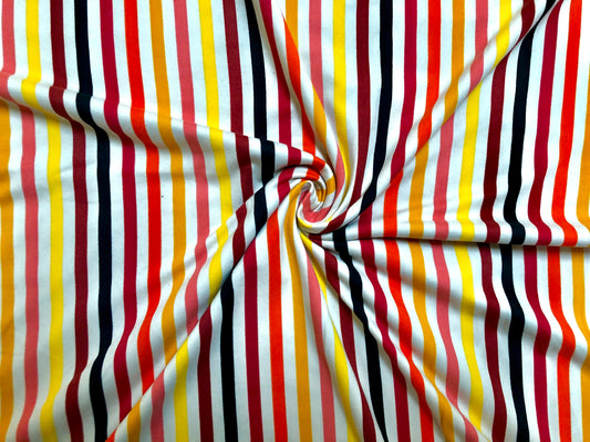 DTY Brushed Fabric-Yellow Red Brown Stripes-DTYBPR201-Sold by the Yard-Jersey Fabric