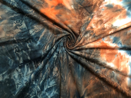 Orange Black Ice DTY Double Sided Brushed Tie Dye Print Fabric