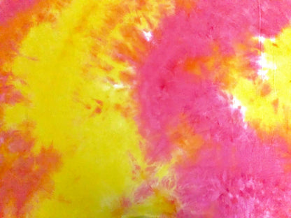 DTY Brushed Knit Fabric – Neon Sunset Tie Dye – Yellow, Pink & Orange – 4-Way Stretch, 58" Wide, 180 GSM – Sold by the Yard (DTYBTD017)