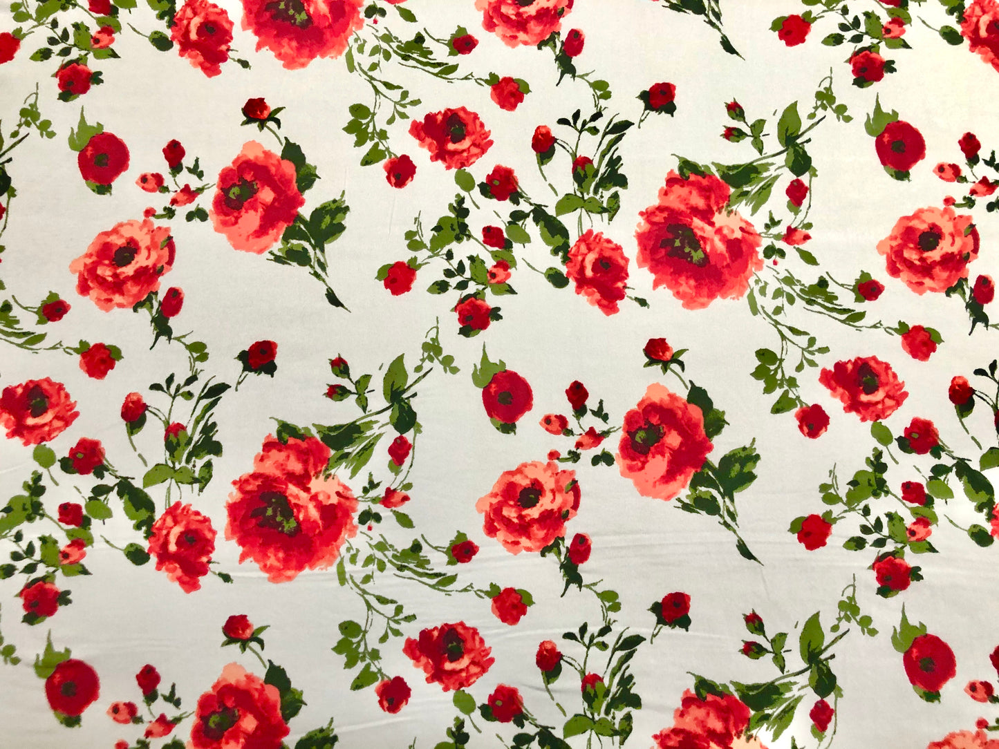 DTY Brushed Fabric-Vanilla Red Roses-DTYBPR211-Sold by the Yard-Jersey Fabric