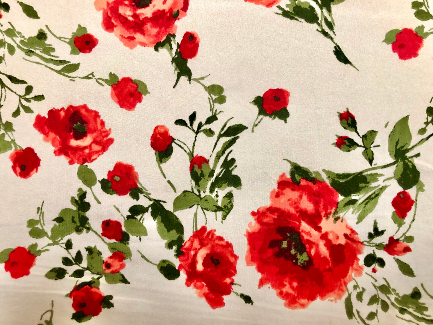 DTY Brushed Fabric-Vanilla Red Roses-DTYBPR211-Sold by the Yard-Jersey Fabric