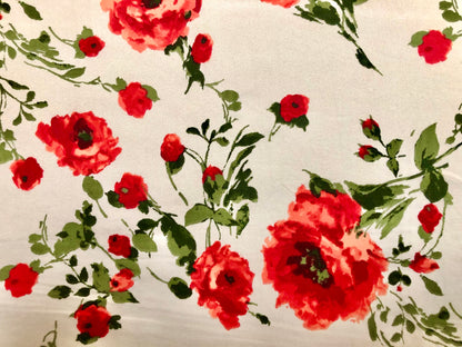 Vanilla Red Carmesi Roses DTY Double Brushed Jersey Print Fabric