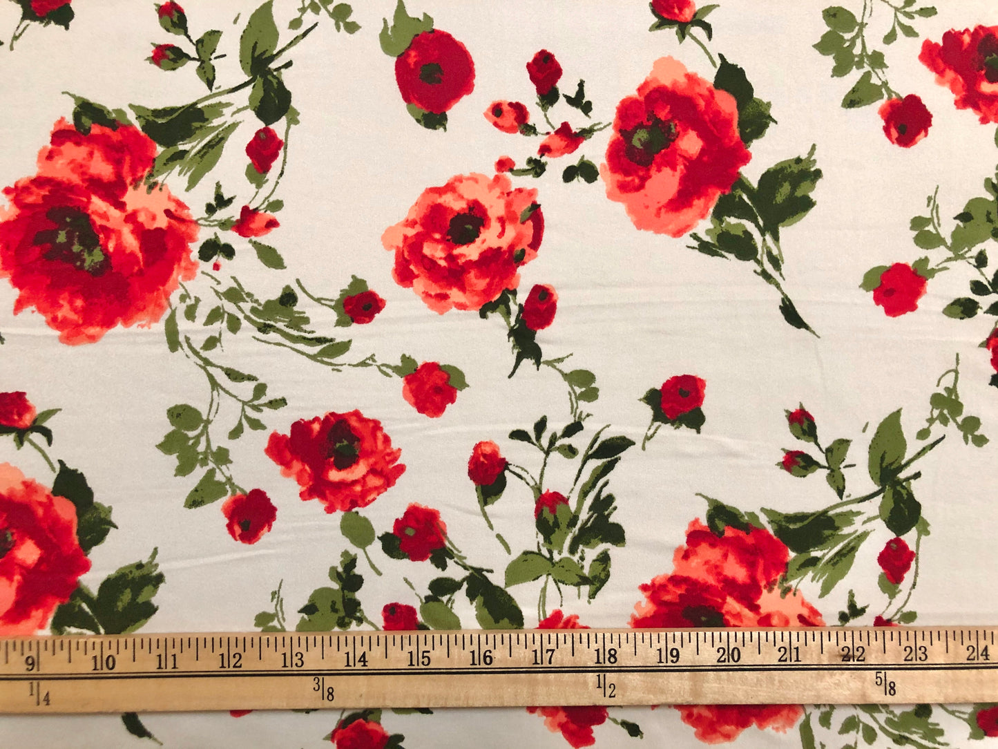 DTY Brushed Fabric-Vanilla Red Roses-DTYBPR211-Sold by the Yard-Jersey Fabric