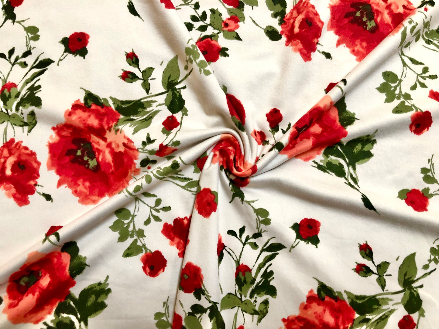 DTY Brushed Fabric-Vanilla Red Roses-DTYBPR211-Sold by the Yard-Jersey Fabric