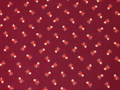 Bullet Knit Printed Fabric-Burgundy Red Roses-BPR258-Sold by the Yard