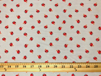 Bullet Knit Printed Fabric-Ivory Red Roses-BPR263-Sold by the Yard