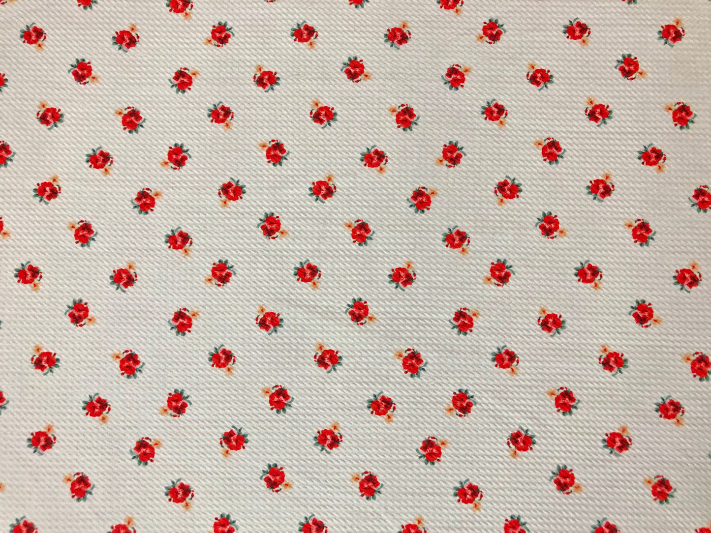 Bullet Knit Printed Fabric-Ivory Red Roses-BPR263-Sold by the Yard
