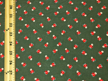 Bullet Knit Printed Fabric-Olive Red Roses-BPR266-Sold by the Yard