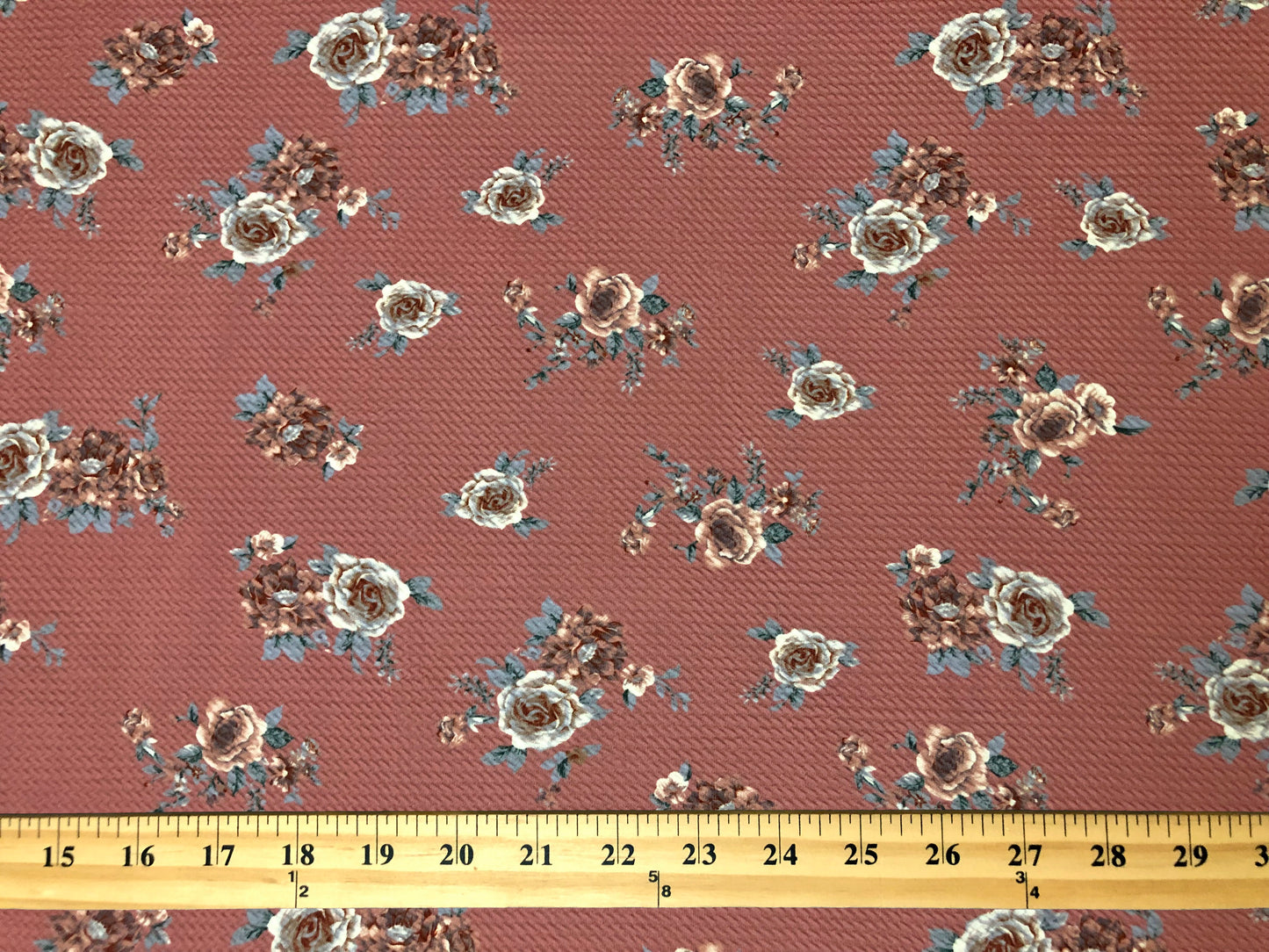 Bullet Knit Printed Fabric-Mauve White Roses-BPR273-Sold by the Yard