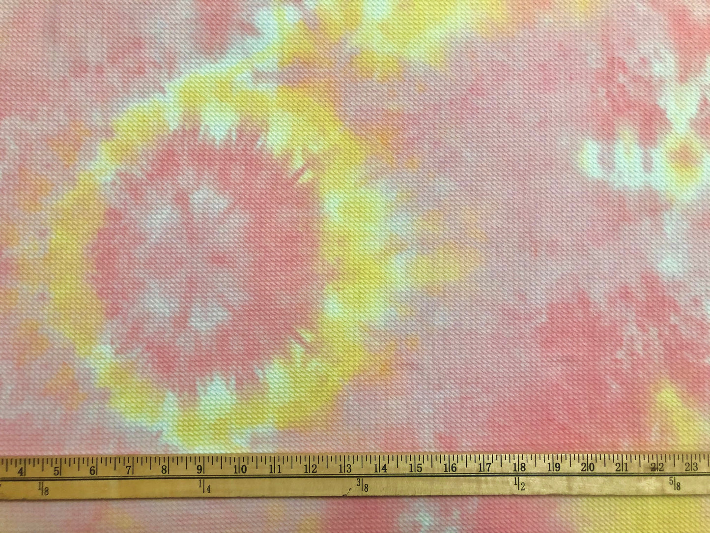 Bullet Knit Printed Fabric-Pink Yellow Tie Dye-BTDPR024-Sold by the Yard