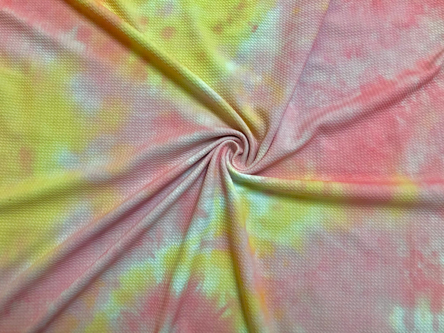 Bullet Knit Printed Fabric-Pink Yellow Tie Dye-BTDPR024-Sold by the Yard