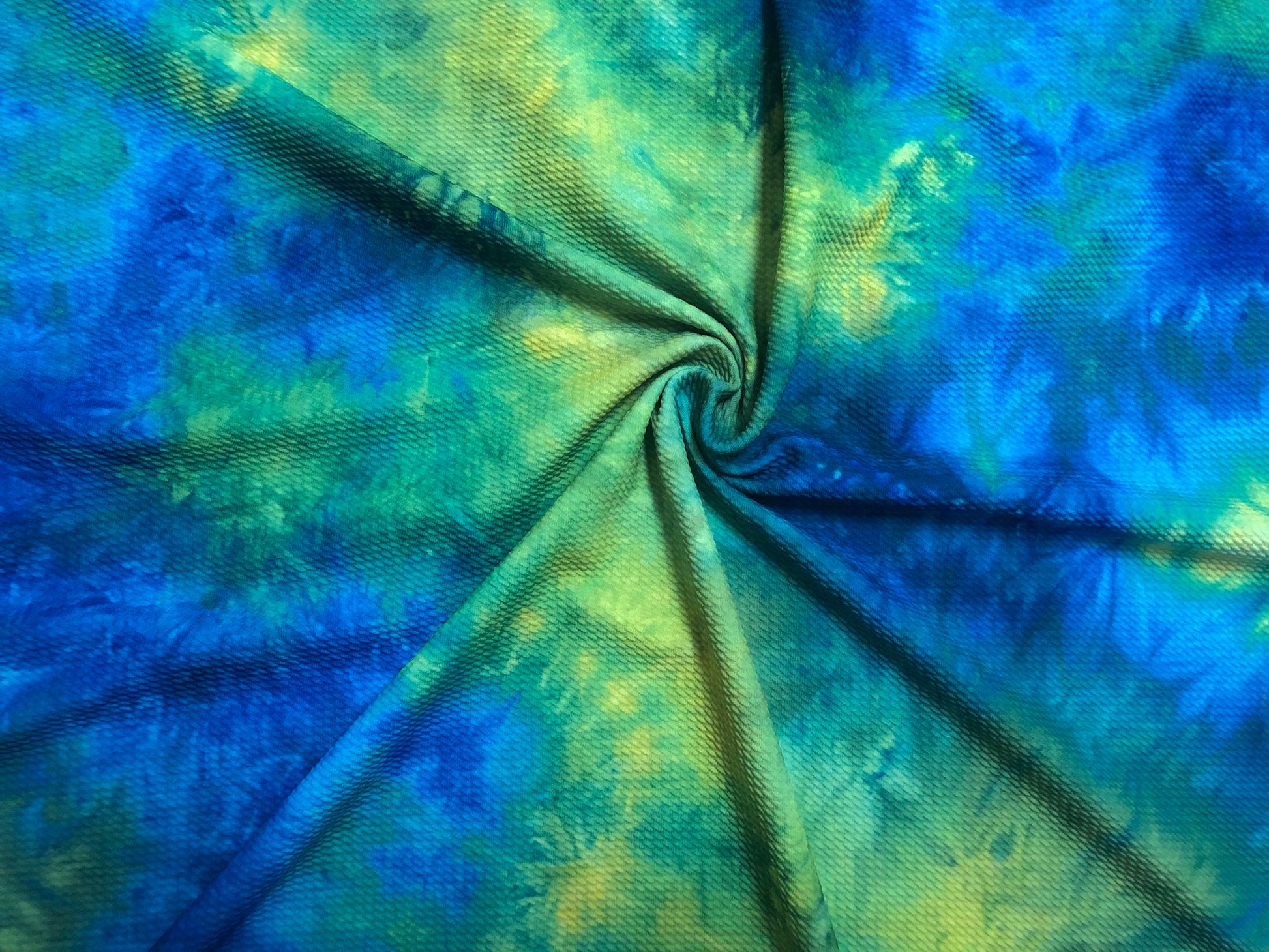 Matte Jersey Brushed Tie-Dyed Greens Blues 4-Way Stretch 60