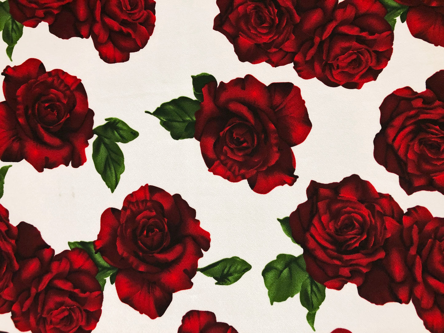 Ivory Red Maroon Roses Liverpool Print Fabric