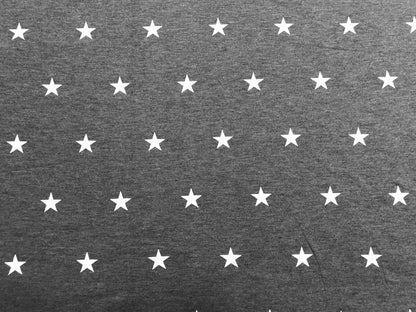 Heather Gray White Stars French Terry Brushed Print Fabric