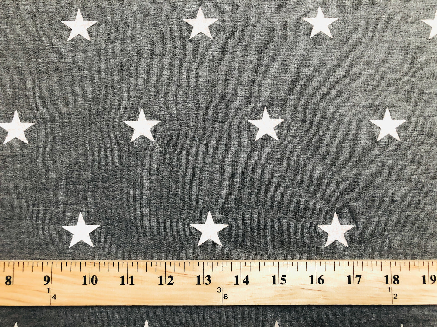 Heather Gray White Stars French Terry Brushed Print Fabric