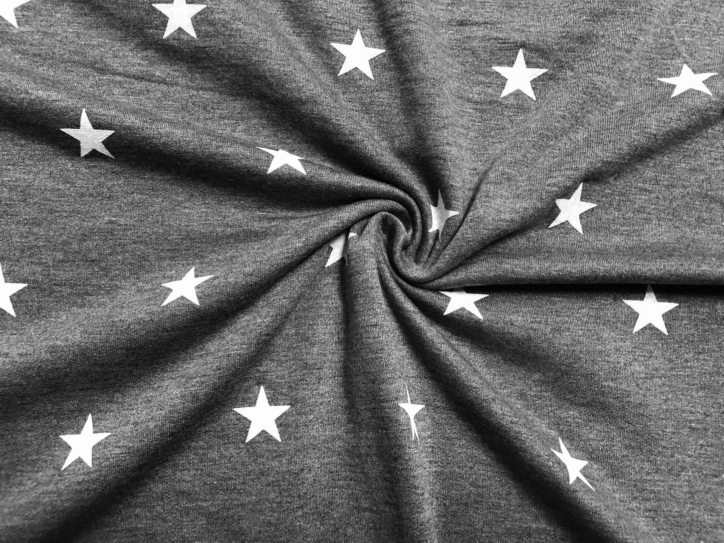 Heather Gray White Stars French Terry Brushed Print Fabric