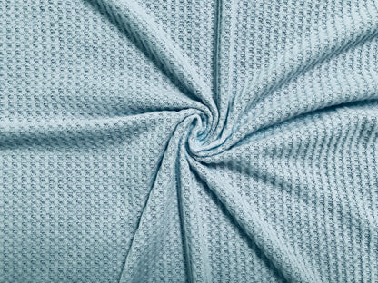 Premium Soft Brushed Waffle Knit – Ice Blue, 58″ Wide, 65% Polyester 33% Cotton 2% Spandex – Sold by the Yard (HBWC02)